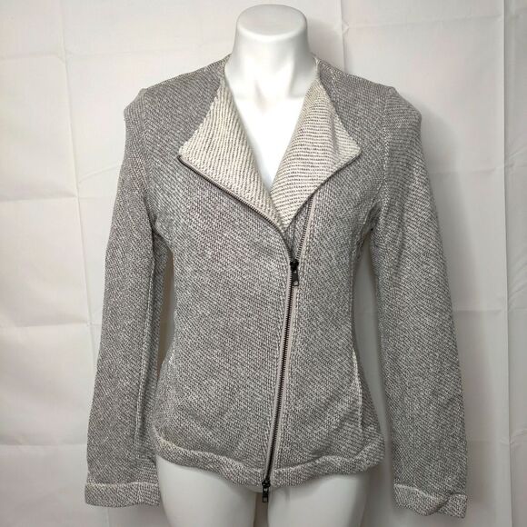 Eileen Fisher Twisted Terry Gray Moto Jacket Sz S - Picture 1 of 12